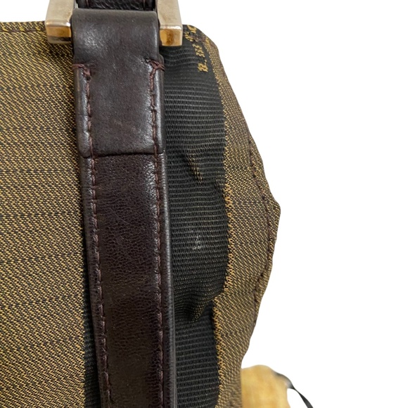 Vintage Fendi Pequin Stripe Shoulder Bag w/ COA - Brown and Black Authentic Y2K - Picture 10 of 16